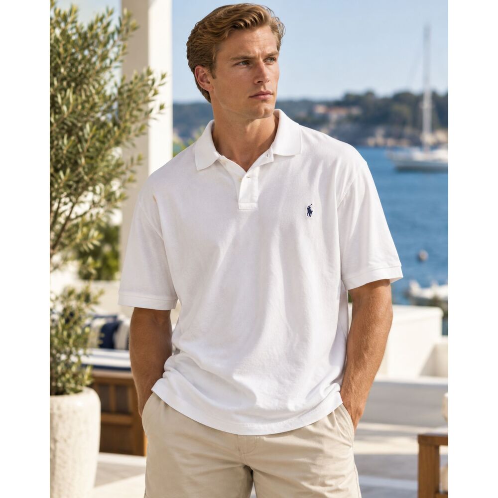 Polo Ralph Lauren Men’s White Polo Shirt XXL 100% Cotton Classic Fit Pony Logo
